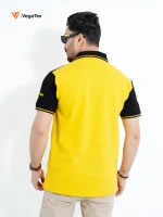 Pique Polo shirt (style-02) with chest logo and sleeve embroidery (Yellow & Black) - Image 3