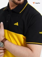 Pique Polo shirt (style-02) with chest logo and sleeve embroidery (Yellow & Black) - Image 2