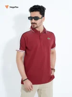 Pique Polo shirt (style-01) with chest logo embroidery (Maroon)