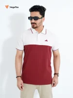 Pique Polo shirt (style-02) with chest logo and sleeve embroidery (Maroon & White)