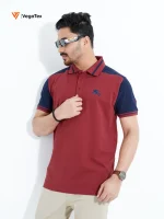 Pique Polo shirt (style-03) with chest logo and sleeve embroidery (Maroon & Navy)