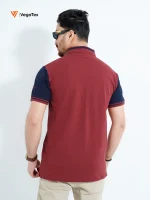 Pique Polo shirt (style-03) with chest logo and sleeve embroidery (Maroon & Navy) - Image 3