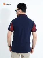 Pique Polo shirt (style-05) with left & right chest embroidery (Navy & Maroon) - Image 3
