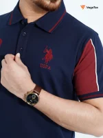 Pique Polo shirt (style-05) with left & right chest embroidery (Navy & Maroon) - Image 2