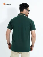 Solid color Pique Polo shirt (style-04) with chest logo and sleeve embroidery (Bottle Green) - Image 3