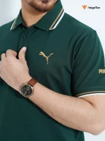 Solid color Pique Polo shirt (style-04) with chest logo and sleeve embroidery (Bottle Green) - Image 2
