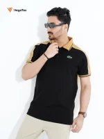 Pique Polo shirt (style-01) with chest logo embroidery (Black)