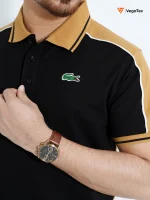 Pique Polo shirt (style-01) with chest logo embroidery (Black) - Image 2