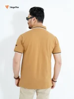 Solid color Pique Polo shirt (style-04) with chest logo and sleeve embroidery (Pale Gold) - Image 3