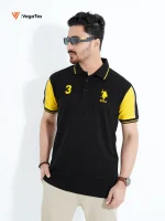 Pique Polo shirt (style-05) with left & right chest embroidery (Black & Yellow)
