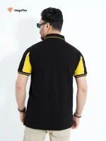 Pique Polo shirt (style-05) with left & right chest embroidery (Black & Yellow) - Image 3