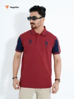 Pique Polo shirt (style-05) with left & right chest embroidery (Maroon & Navy)