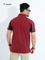 Pique Polo shirt (style-05) with left & right chest embroidery (Maroon & Navy) - Image 3