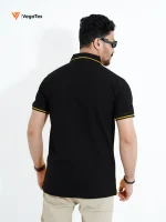 Pique Polo shirt (style-01) with chest logo embroidery (Yellow) - Image 3